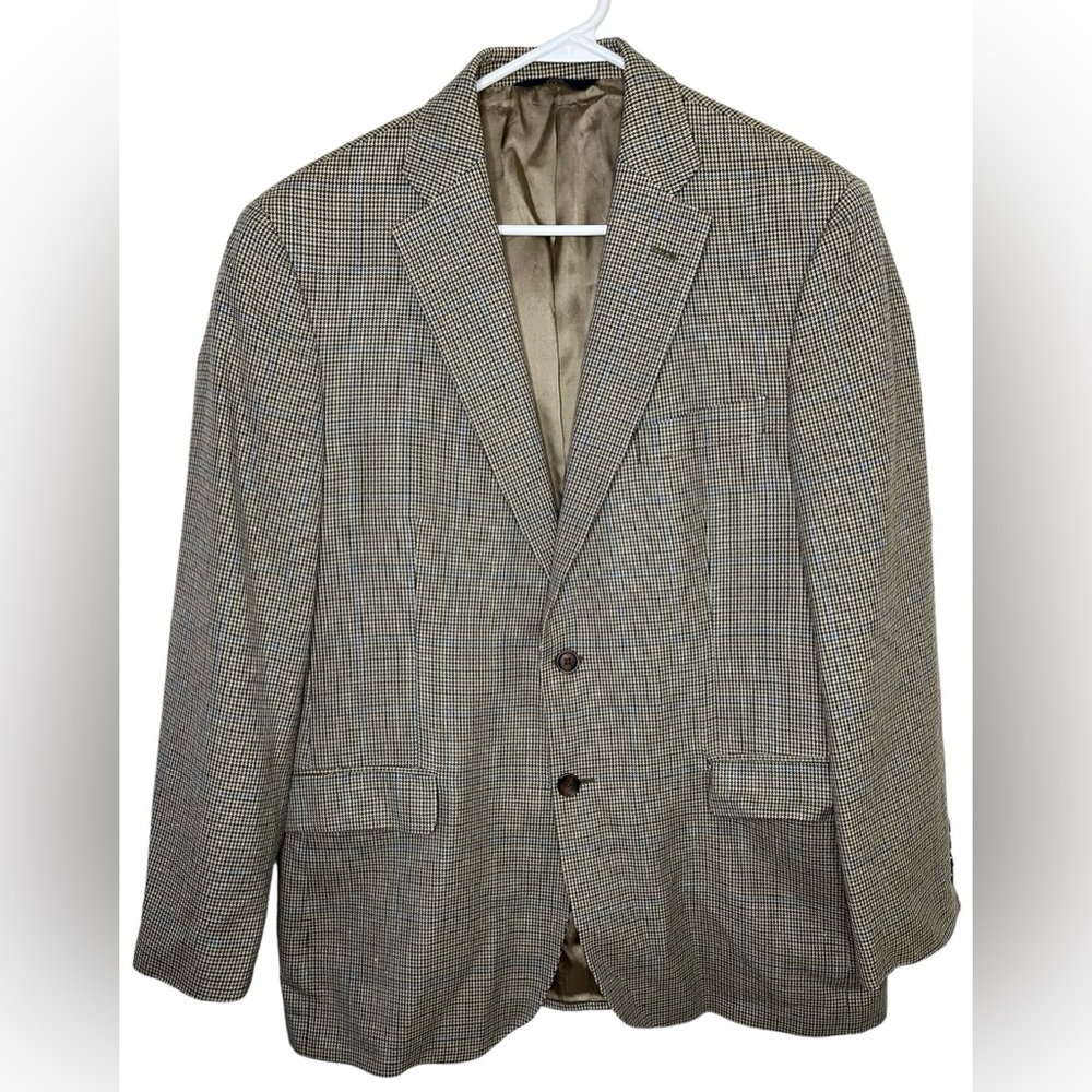 Brooks Brothers 346 Mens 42R Suit Jacket Blazer Brown Black Blue Check Read!
